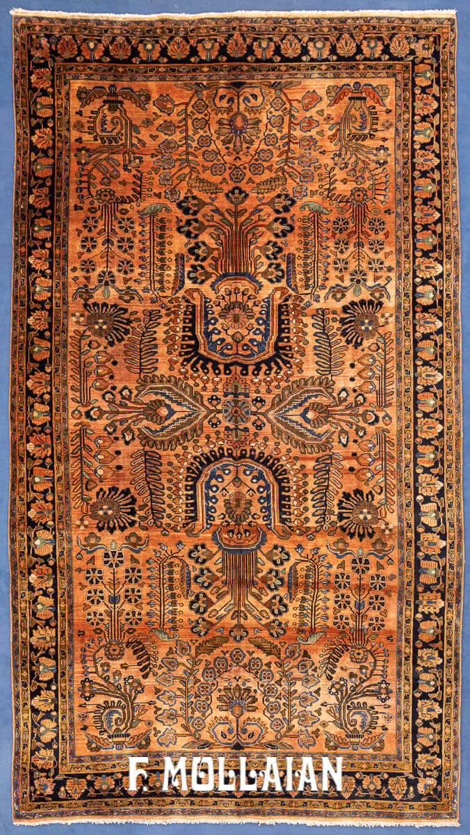 Salmon-color field Hand knotted Antique Persian Rug n°:84166056